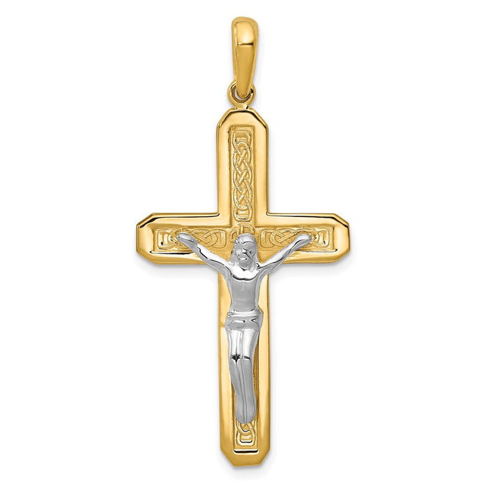 Million Charms 14K Two-Tone Relgious Crucifix Pendant