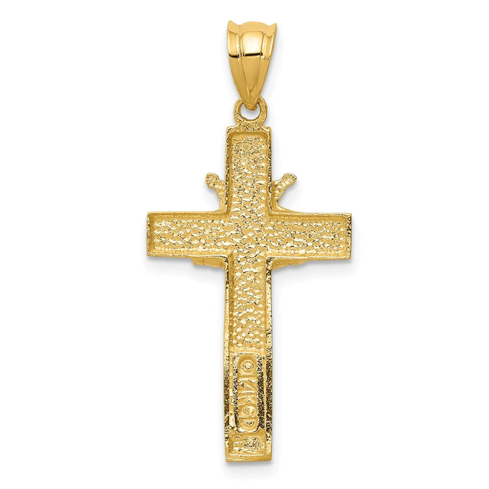 Million Charms 14K Yellow Gold Themed Claddagh Relgious Cross Pendant