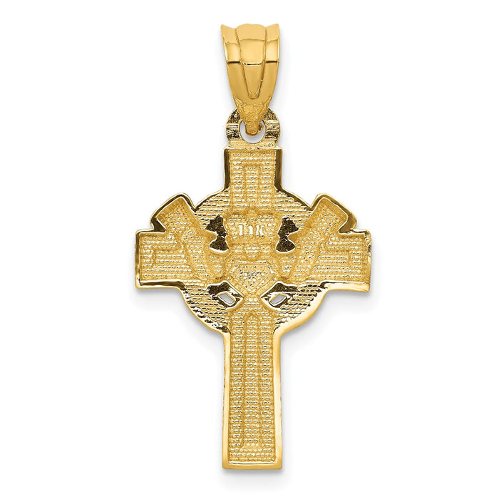 Million Charms 14K Two-Tone Claddagh Relgious Cross Pendant