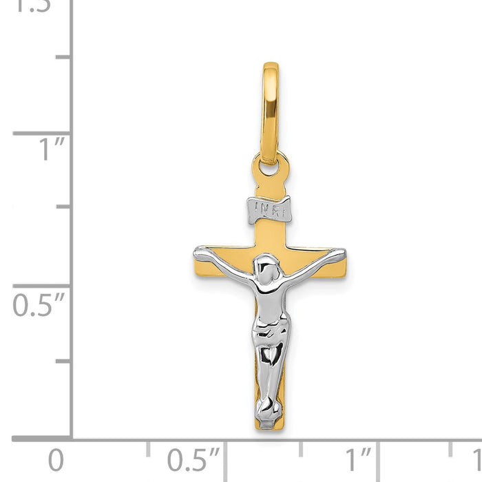 Million Charms 14K Two-Tone Inri Relgious Crucifix Pendant