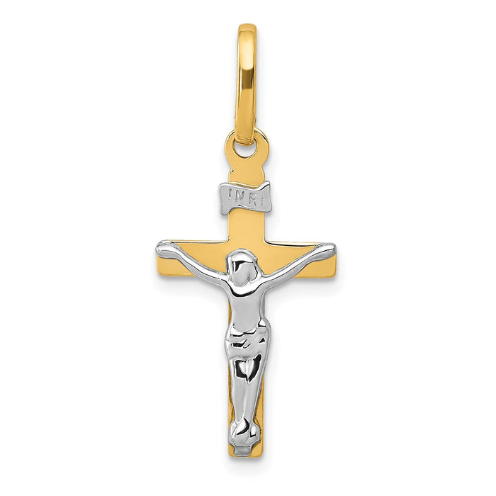 Million Charms 14K Two-Tone Inri Relgious Crucifix Pendant