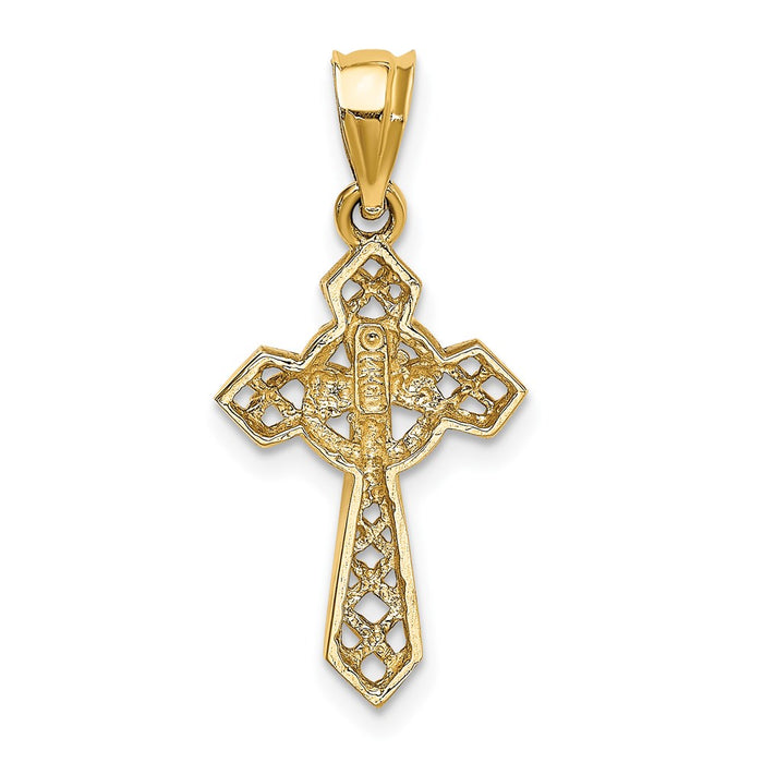 Million Charms 14K Yellow Gold Themed Celtic Relgious Cross Pendant