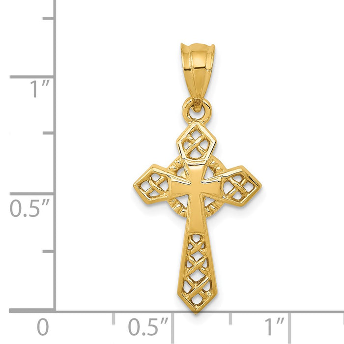 Million Charms 14K Yellow Gold Themed Celtic Relgious Cross Pendant