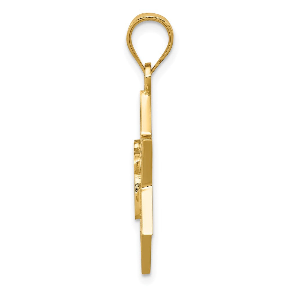 Million Charms 14K Yellow Gold Themed Solid Polish Chai In Religious Jewish Star Of David Charm