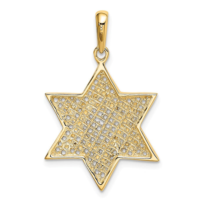 Million Charms 14K & Rhodium-plated Solid Open-Back Meshed Religious Jewish Star Of David Charm