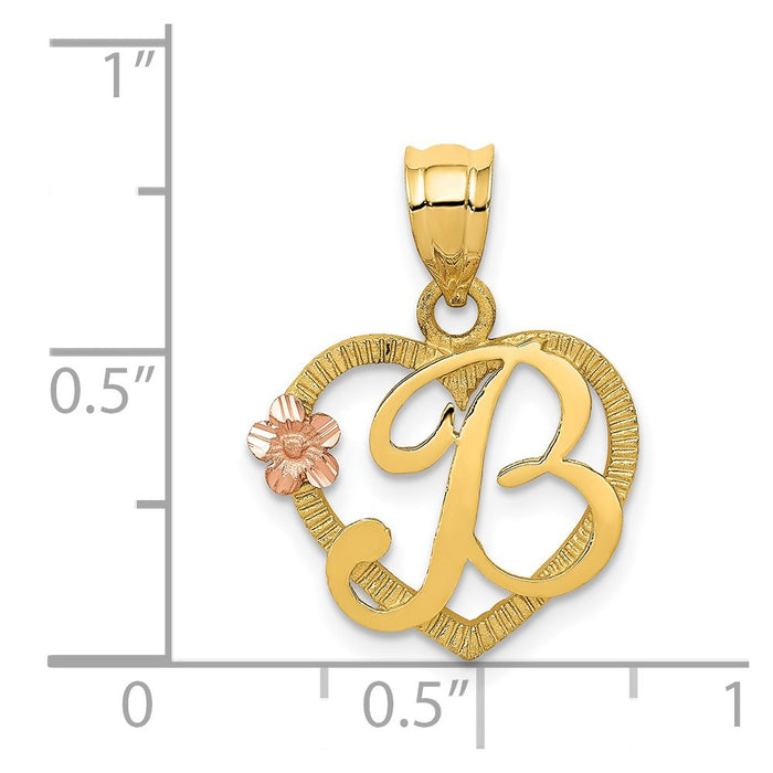 Million Charms 14K Two-Tone Alphabet Letter Initial B In Heart Charm