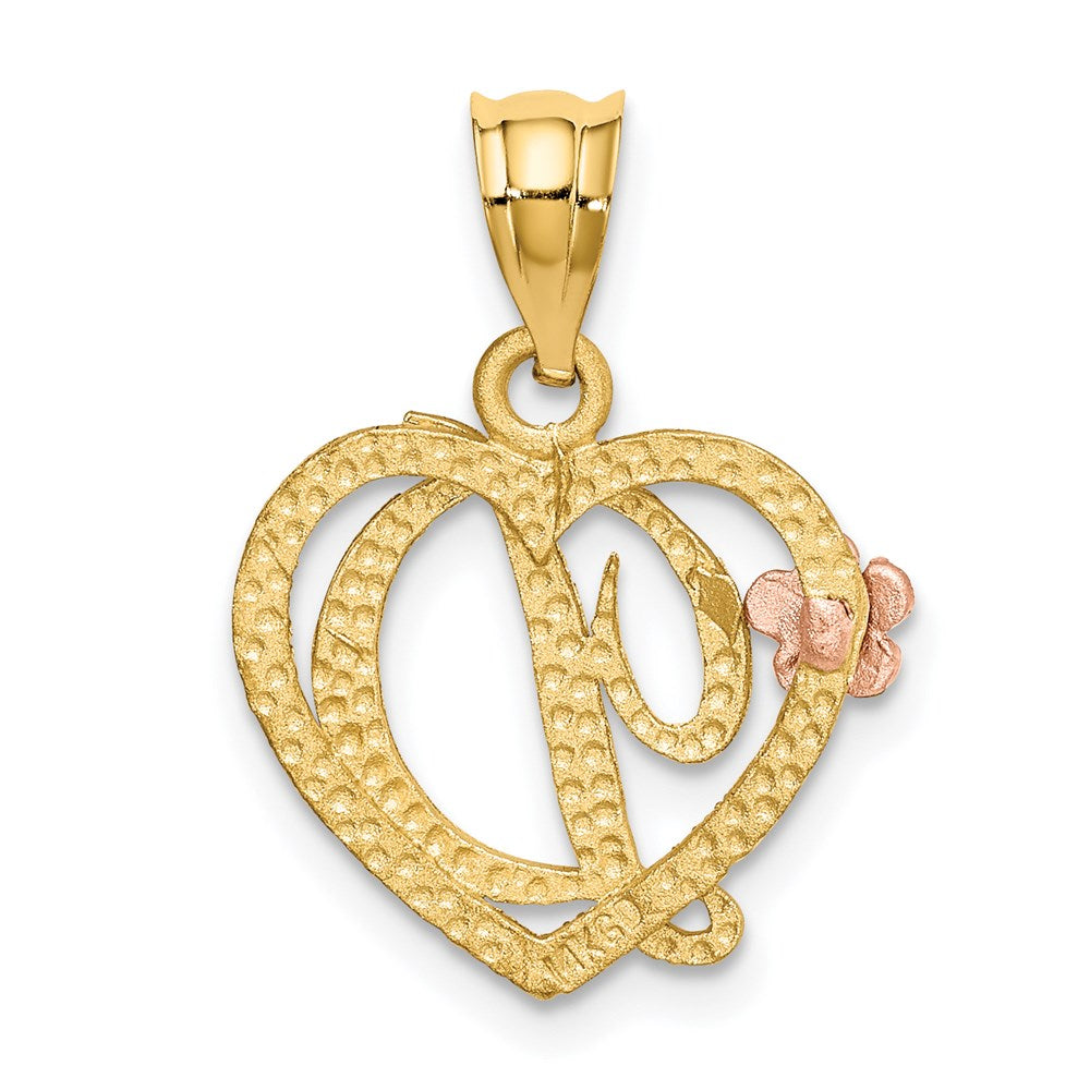 Million Charms 14K Two-Tone Alphabet Letter Initial D In Heart Charm