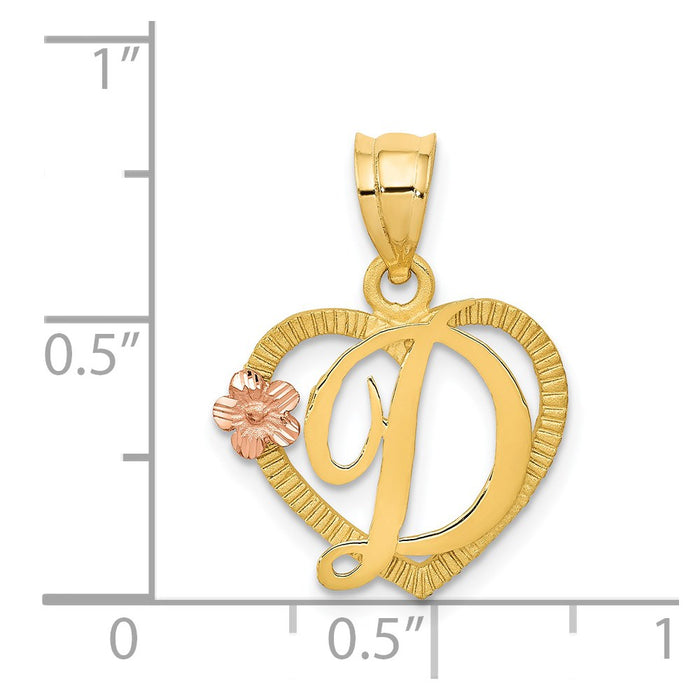 Million Charms 14K Two-Tone Alphabet Letter Initial D In Heart Charm
