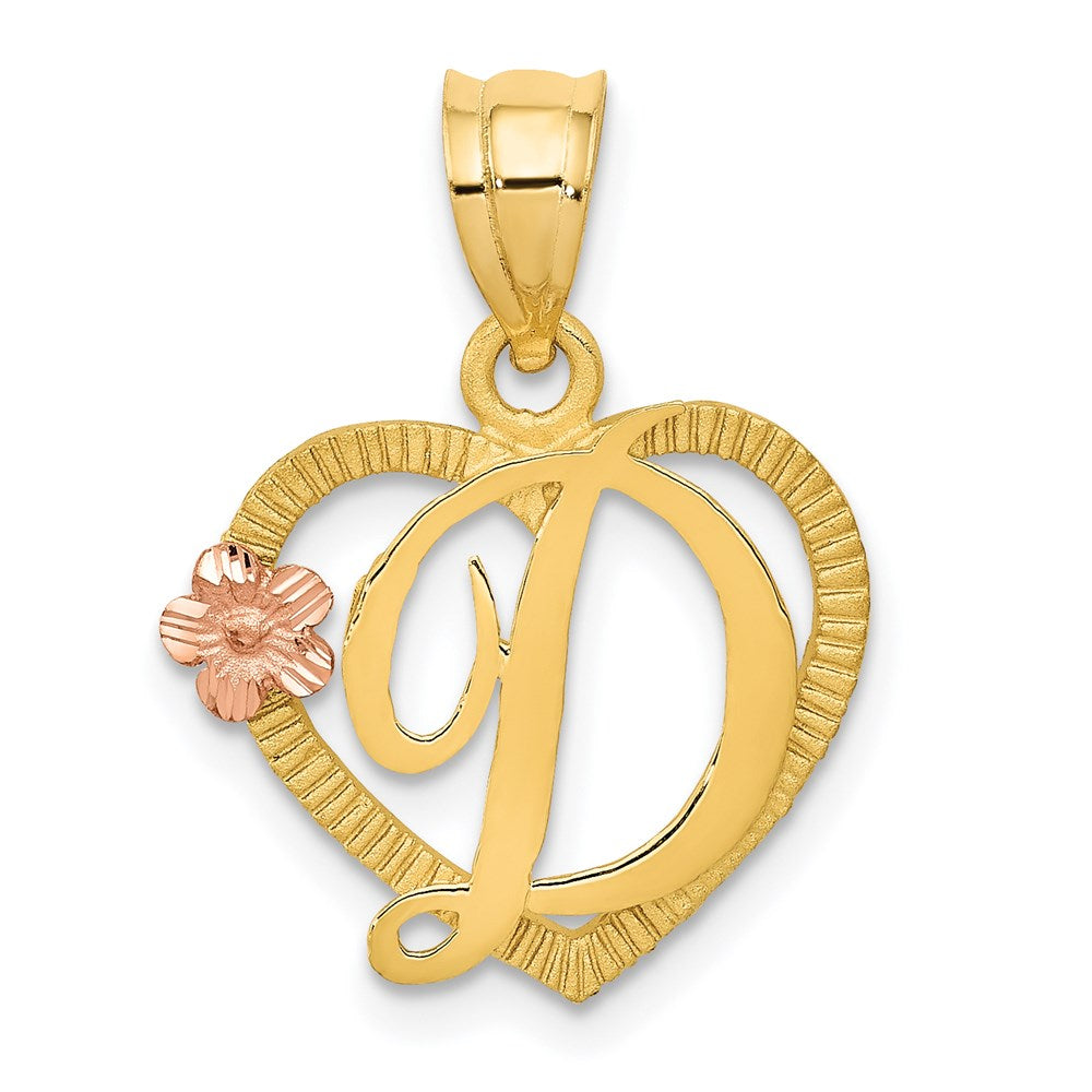 Million Charms 14K Two-Tone Alphabet Letter Initial D In Heart Charm
