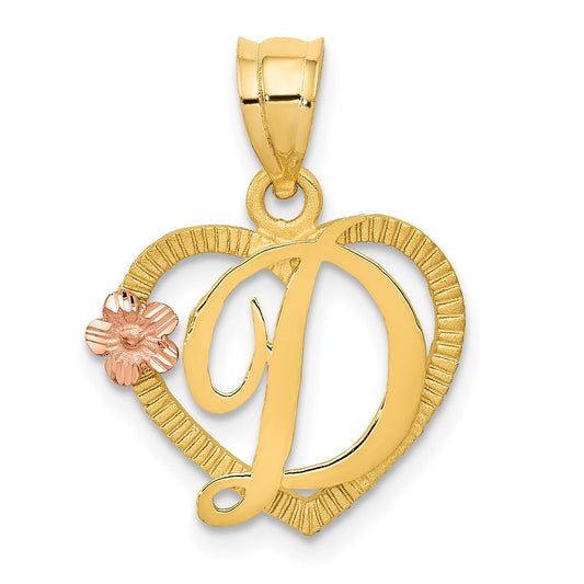 Million Charms 14K Two-Tone Alphabet Letter Initial D In Heart Charm