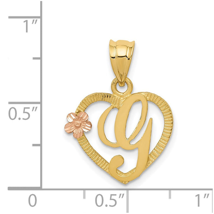 Million Charms 14K Two-Tone Alphabet Letter Initial G In Heart Charm