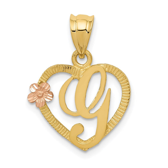 Million Charms 14K Two-Tone Alphabet Letter Initial G In Heart Charm