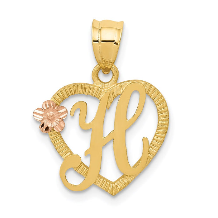 Million Charms 14K Two-Tone Alphabet Letter Initial H In Heart Charm