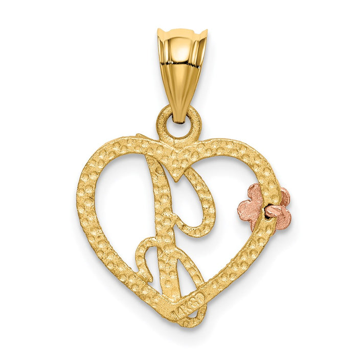 Million Charms 14K Two-Tone Alphabet Letter Initial J In Heart Charm