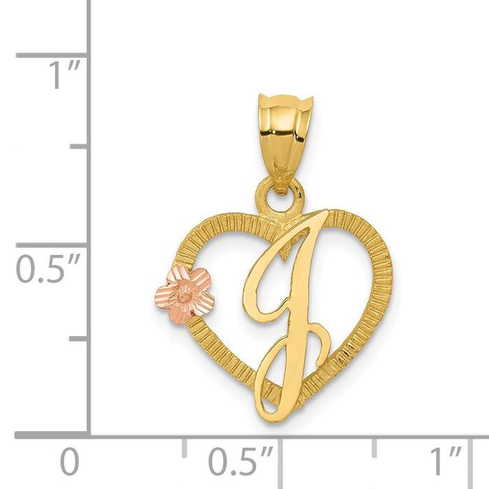 Million Charms 14K Two-Tone Alphabet Letter Initial J In Heart Charm