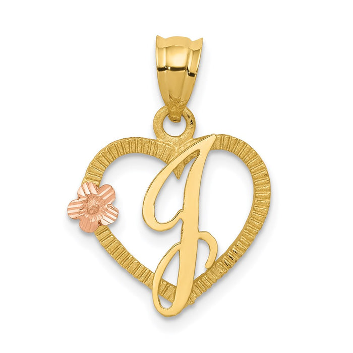 Million Charms 14K Two-Tone Alphabet Letter Initial J In Heart Charm