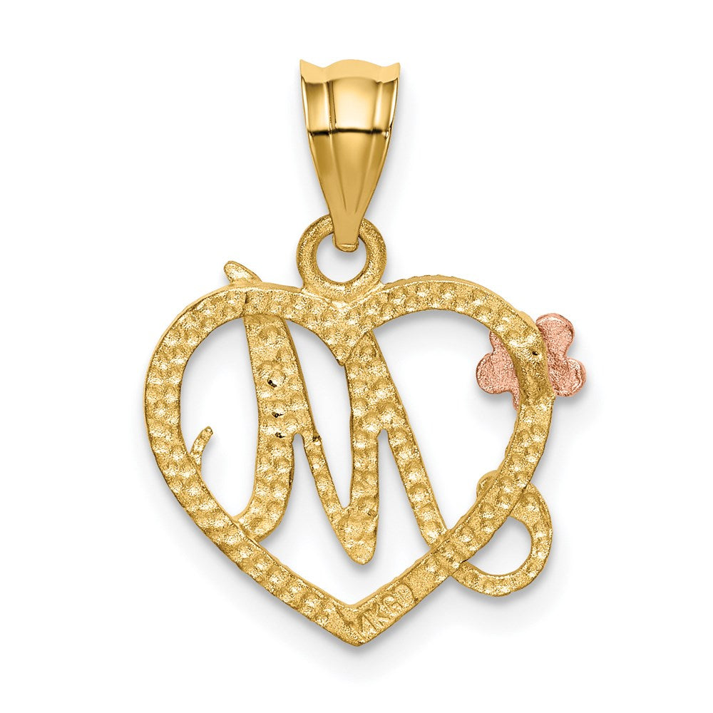 Million Charms 14K Two-Tone Alphabet Letter Initial M In Heart Charm