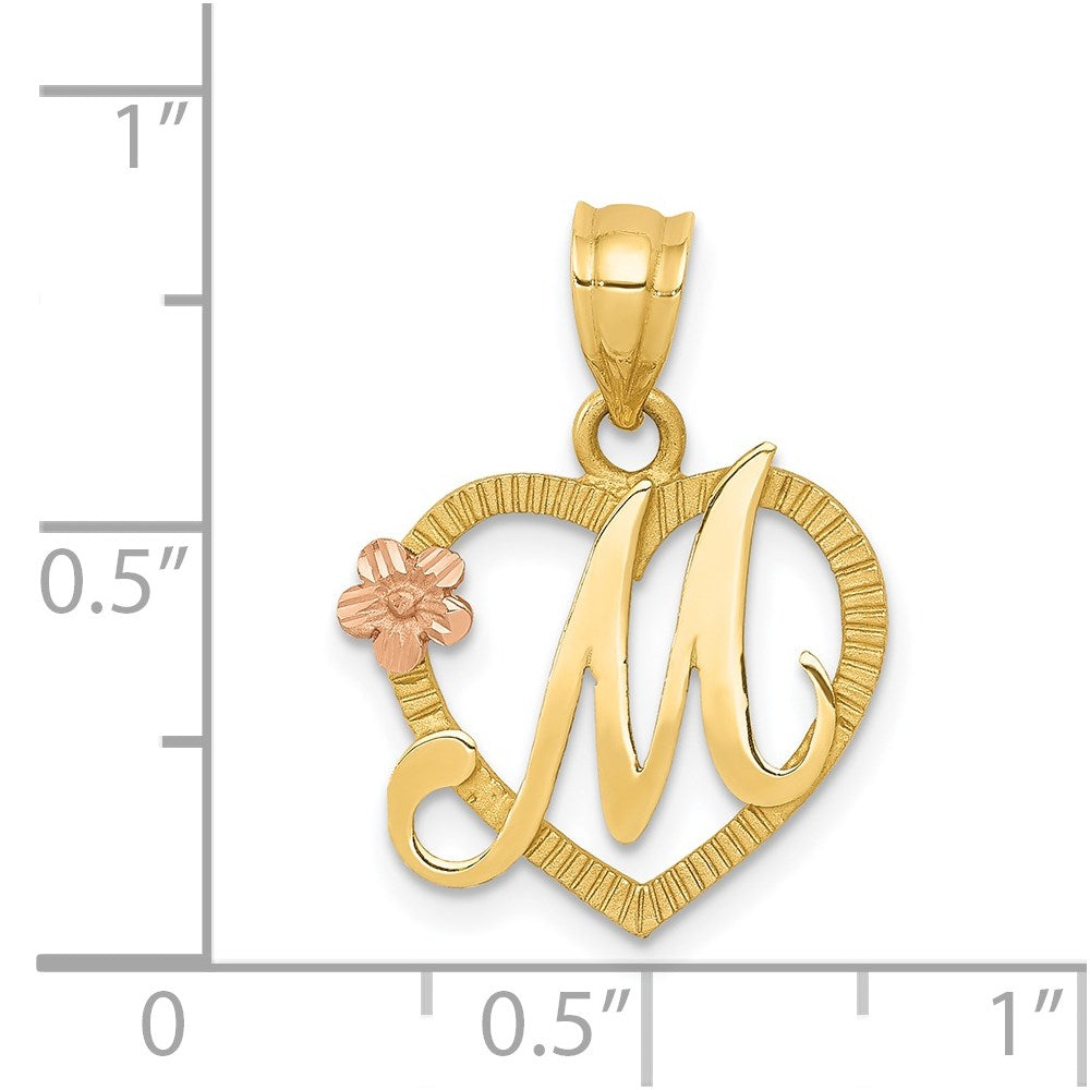 Million Charms 14K Two-Tone Alphabet Letter Initial M In Heart Charm