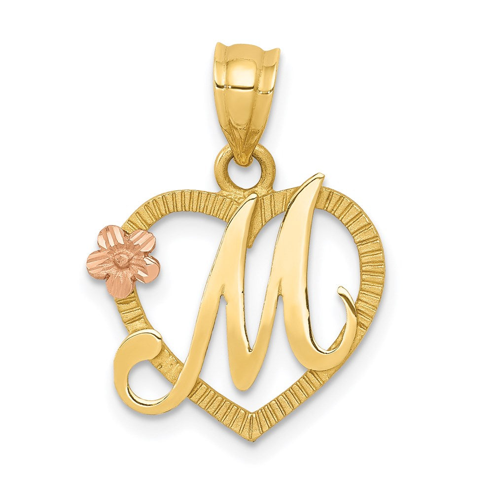 Million Charms 14K Two-Tone Alphabet Letter Initial M In Heart Charm