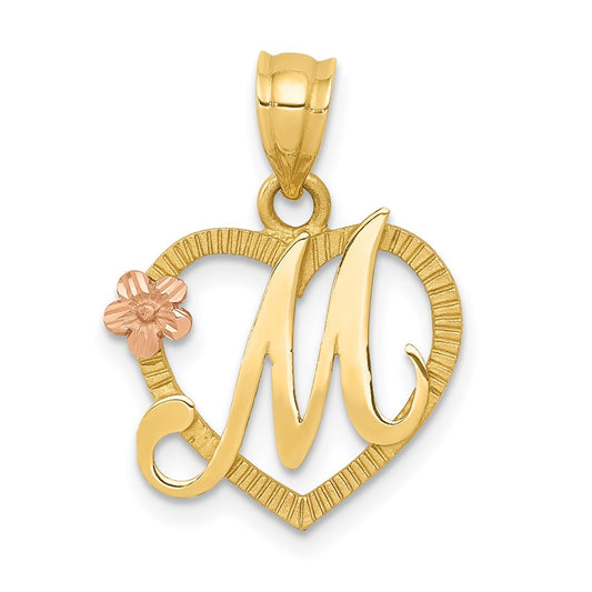 Million Charms 14K Two-Tone Alphabet Letter Initial M In Heart Charm