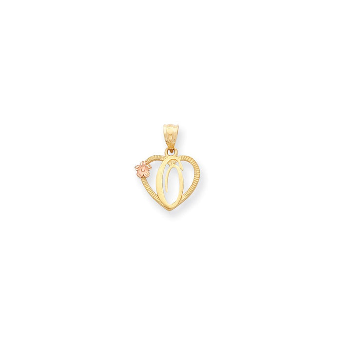 Million Charms 14K Two-Tone Alphabet Letter Initial O In Heart Charm