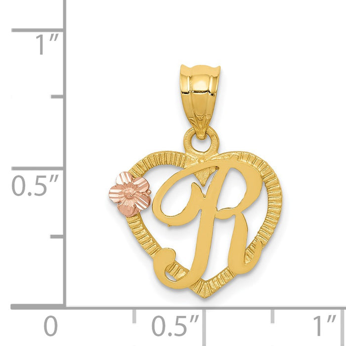 Million Charms 14K Two-Tone Alphabet Letter Initial R In Heart Charm