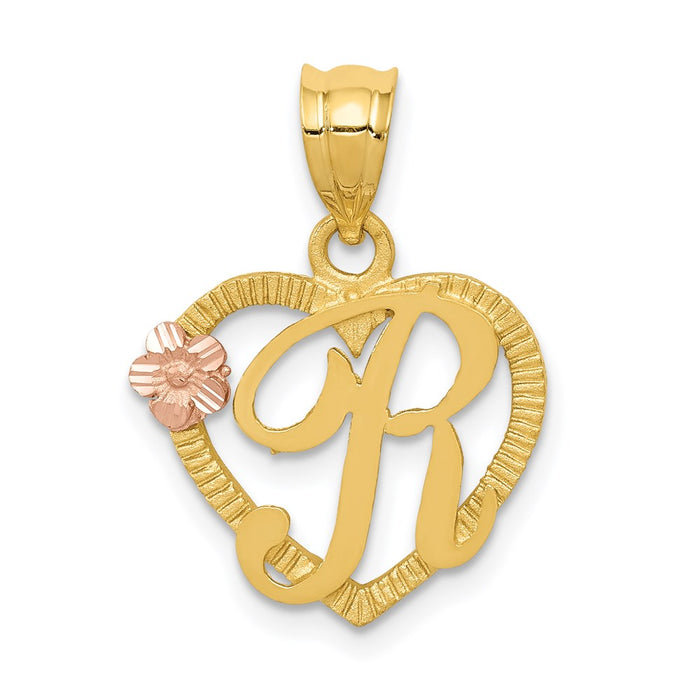 Million Charms 14K Two-Tone Alphabet Letter Initial R In Heart Charm