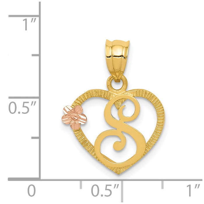 Million Charms 14K Two-Tone Alphabet Letter Initial S In Heart Charm