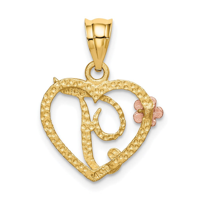 Million Charms 14K Two-Tone Alphabet Letter Initial T In Heart Charm