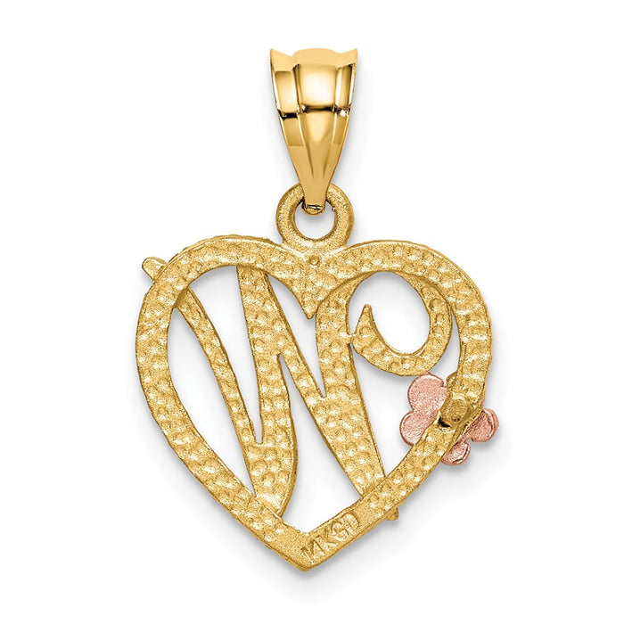 Million Charms 14K Two-Tone Alphabet Letter Initial W In Heart Charm