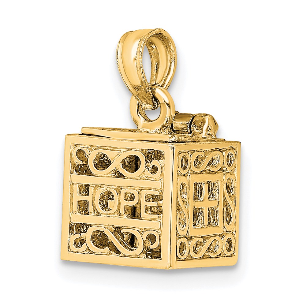 Million Charms 14K Yellow Gold Themed Faith & Hope Prayer Box Charm