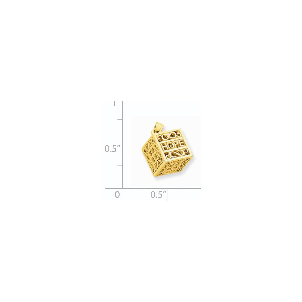Million Charms 14K Yellow Gold Themed Faith & Hope Prayer Box Charm