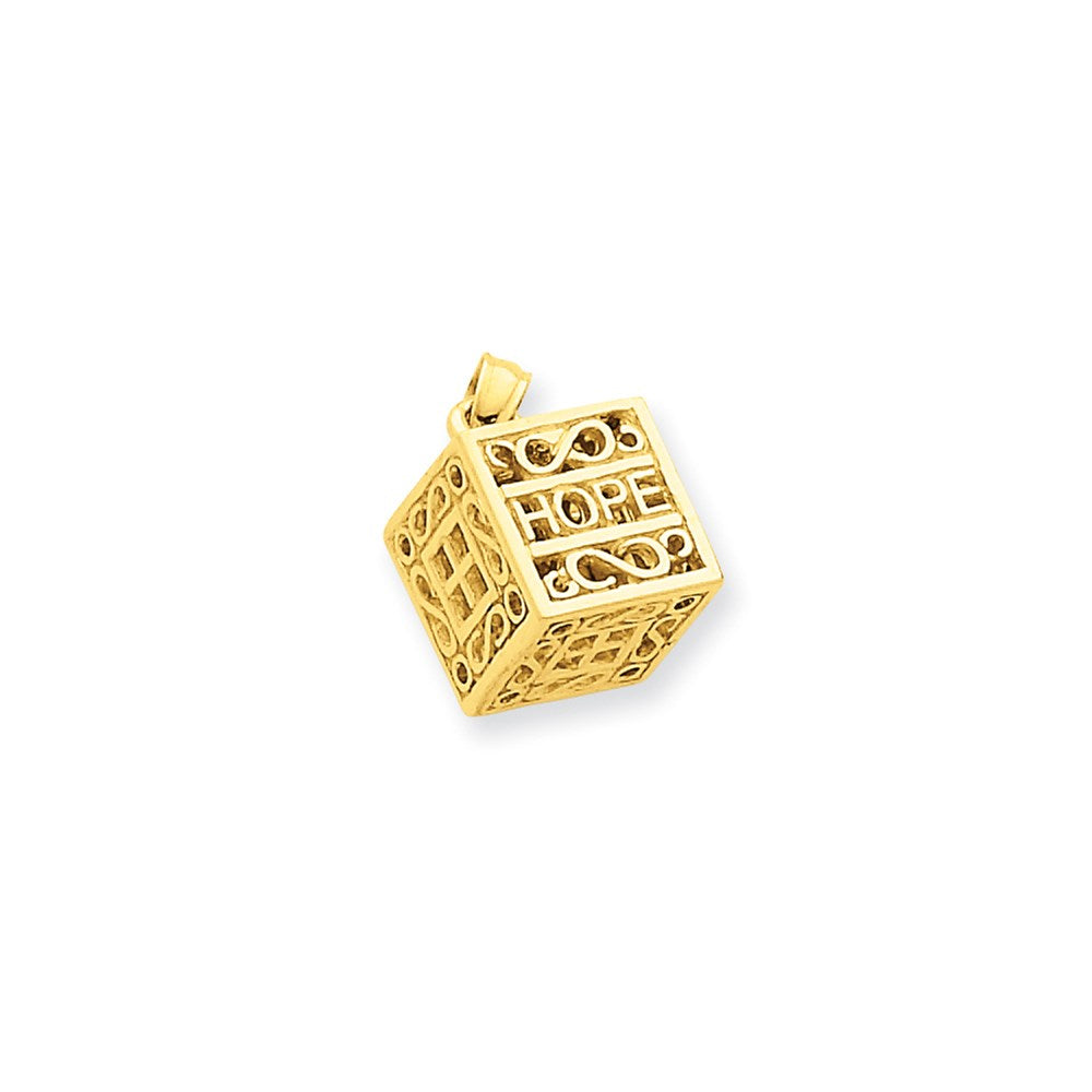 Million Charms 14K Yellow Gold Themed Faith & Hope Prayer Box Charm