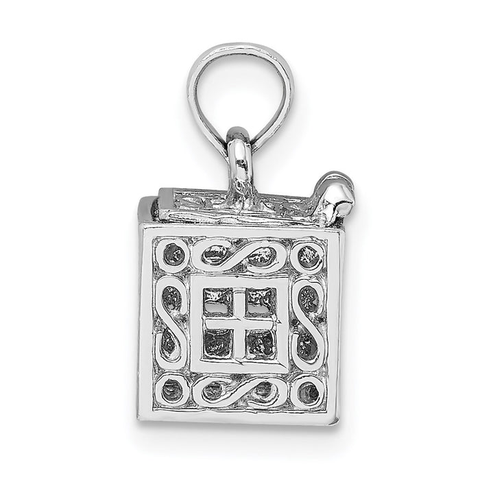 Million Charms 14K White Gold Themed 3-D Prayer Box With Faith & Hope Charm