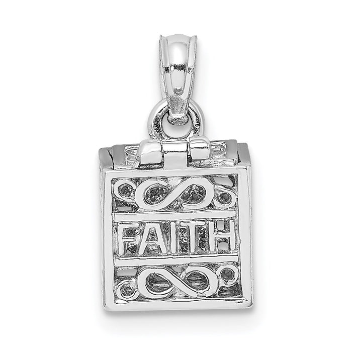 Million Charms 14K White Gold Themed 3-D Prayer Box With Faith & Hope Charm