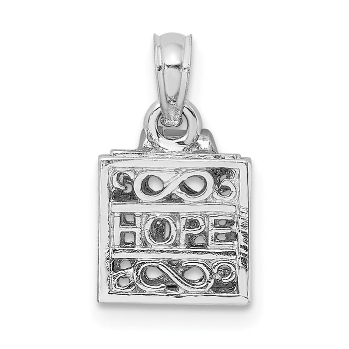 Million Charms 14K White Gold Themed 3-D Prayer Box With Faith & Hope Charm