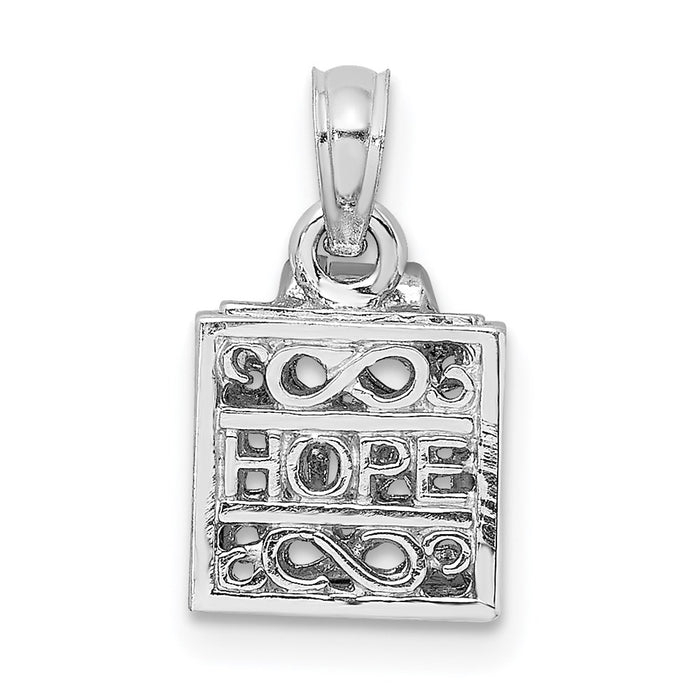 Million Charms 14K White Gold Themed 3-D Prayer Box With Faith & Hope Charm