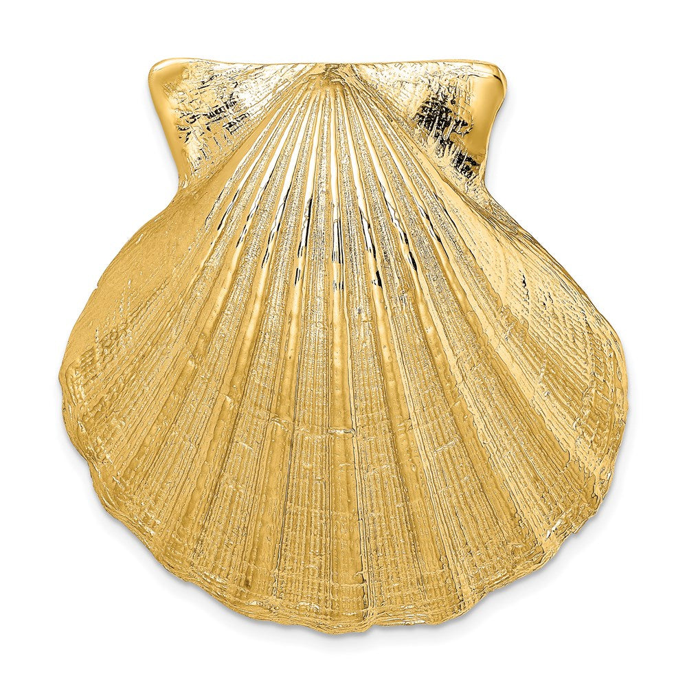 Million Charms 14K Yellow Gold Themed Fits Up To 10Mm & 8Mm Large Scallop Shell Slide