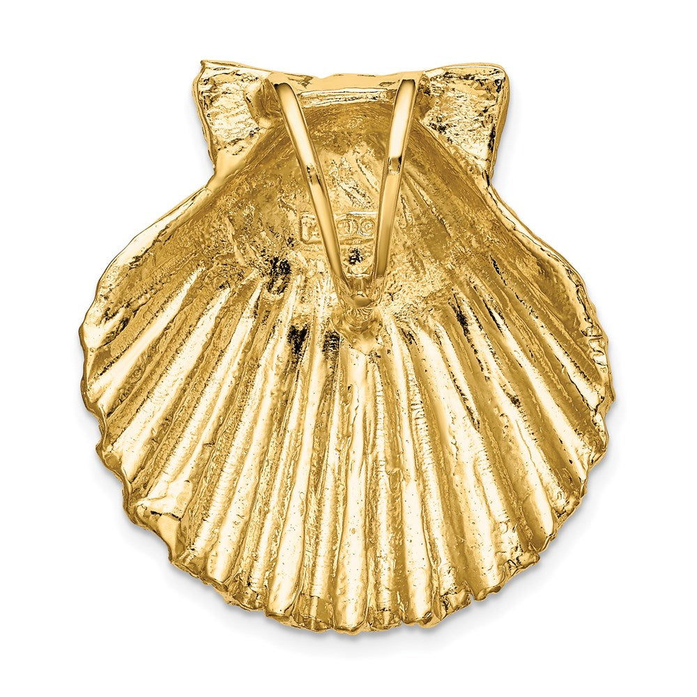 Million Charms 14K Yellow Gold Themed Fits Up To 10Mm & 8Mm Medium Scallop Shell Slide