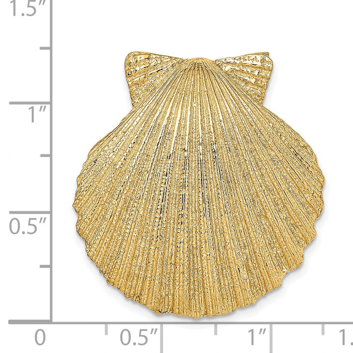 Million Charms 14K Yellow Gold Themed Fits Up To 10Mm & 8Mm Medium Scallop Shell Slide
