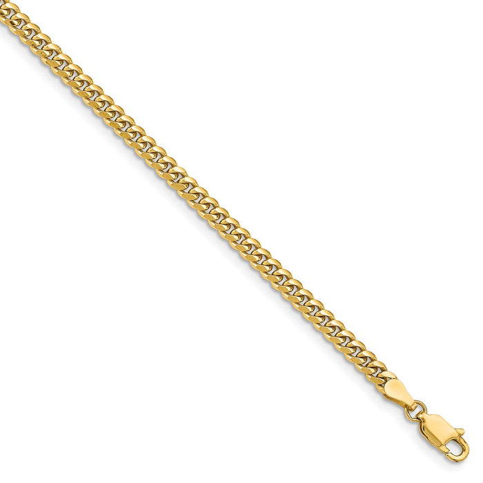 Million Charms 14k Yellow Gold 3.5mm Solid Miami Cuban Chain, Chain Length: 8 inches