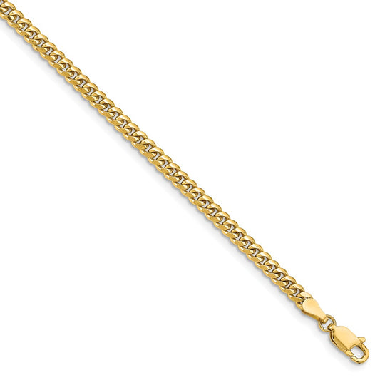 Million Charms 14k Yellow Gold 3.5mm Solid Miami Cuban Chain, Chain Length: 7 inches
