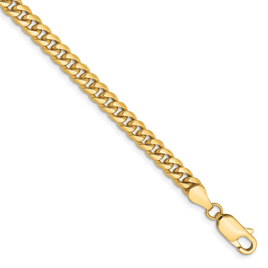 Million Charms 14k Yellow Gold 4.25mm Solid Miami Cuban Chain, Chain Length: 7 inches