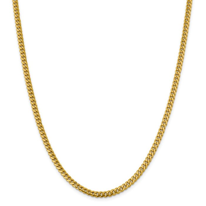 Million Charms 14k Yellow Gold, Necklace Chain, 4.25mm Solid Miami Cuban Chain, Chain Length: 18 inches