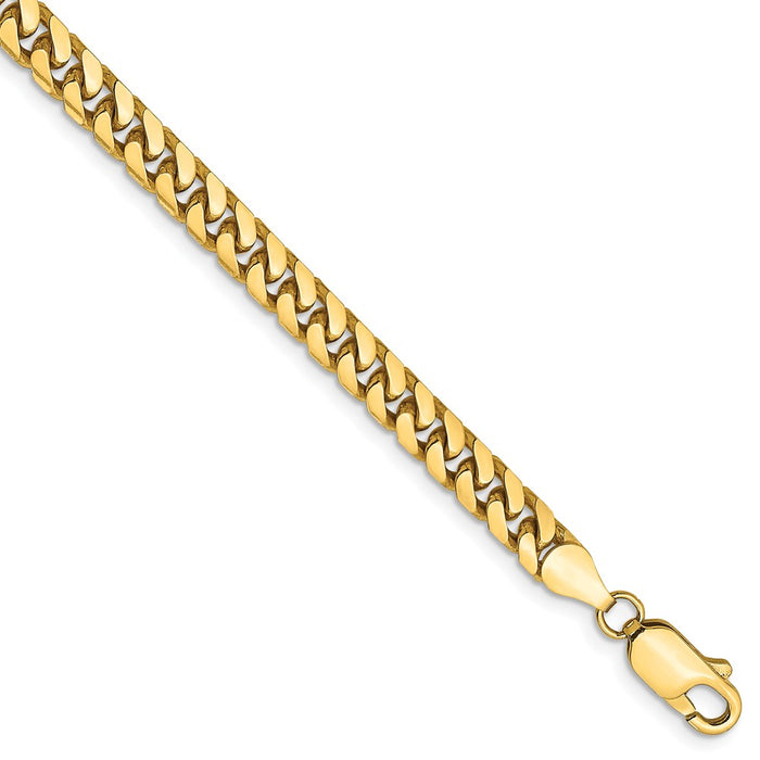 Million Charms 14k Yellow Gold 4.3mm Solid Miami Cuban Chain, Chain Length: 7 inches