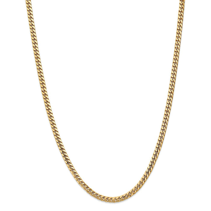 Million Charms 14k Yellow Gold, Necklace Chain, 4.3mm Solid Miami Cuban Chain, Chain Length: 20 inches