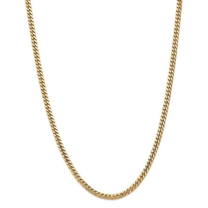 Million Charms 14k Yellow Gold, Necklace Chain, 4.3mm Solid Miami Cuban Chain, Chain Length: 24 inches