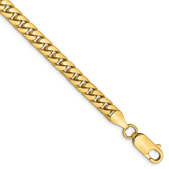 Million Charms 14k Yellow Gold 5mm Solid Miami Cuban Chain, Chain Length: 7 inches