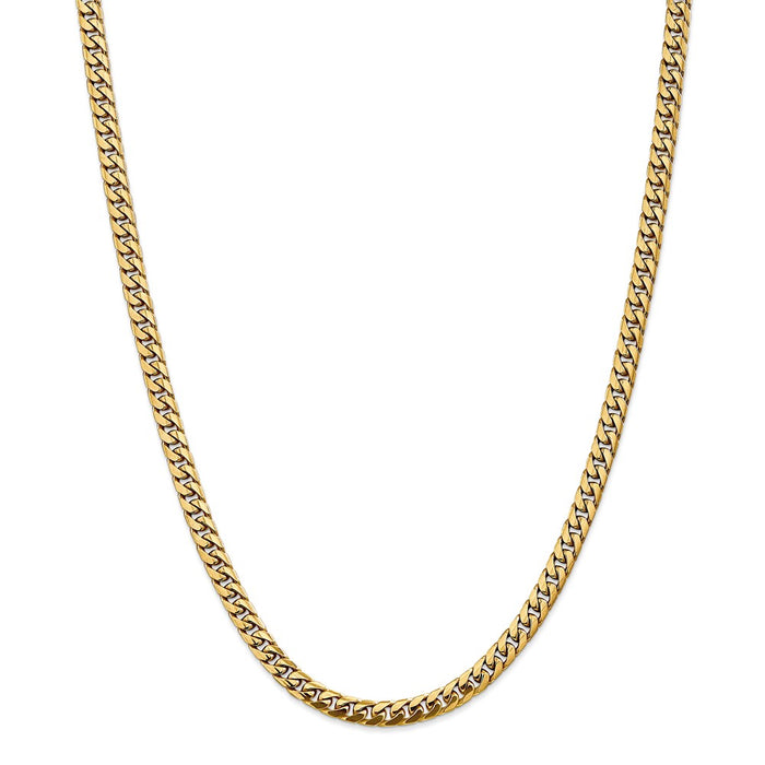 Million Charms 14k Yellow Gold, Necklace Chain, 5mm Solid Miami Cuban Chain, Chain Length: 26 inches
