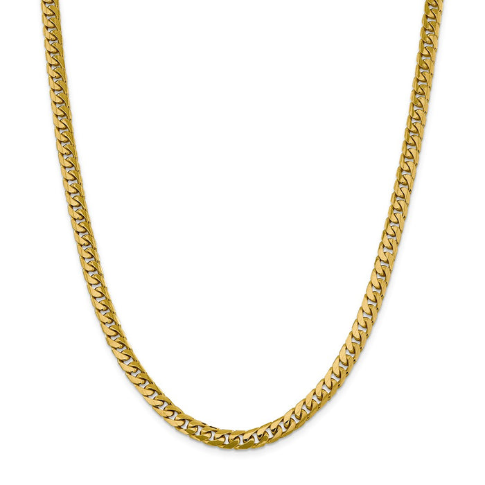 Million Charms 14k Yellow Gold, Necklace Chain, 6.25mm Solid Miami Cuban Chain, Chain Length: 22 inches